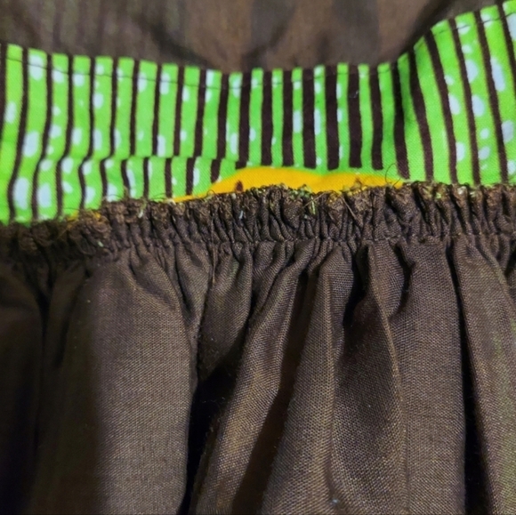 Vintage OOAK African Baby Girls Dress Green Yellow Brown Professionally Made EUC - Picture 3 of 3